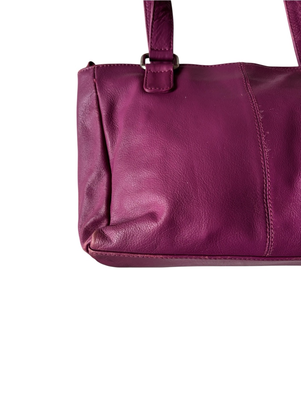 Women's Plum Leather Shoulder Bag with Front Ring Detail - Picture 7 of 11